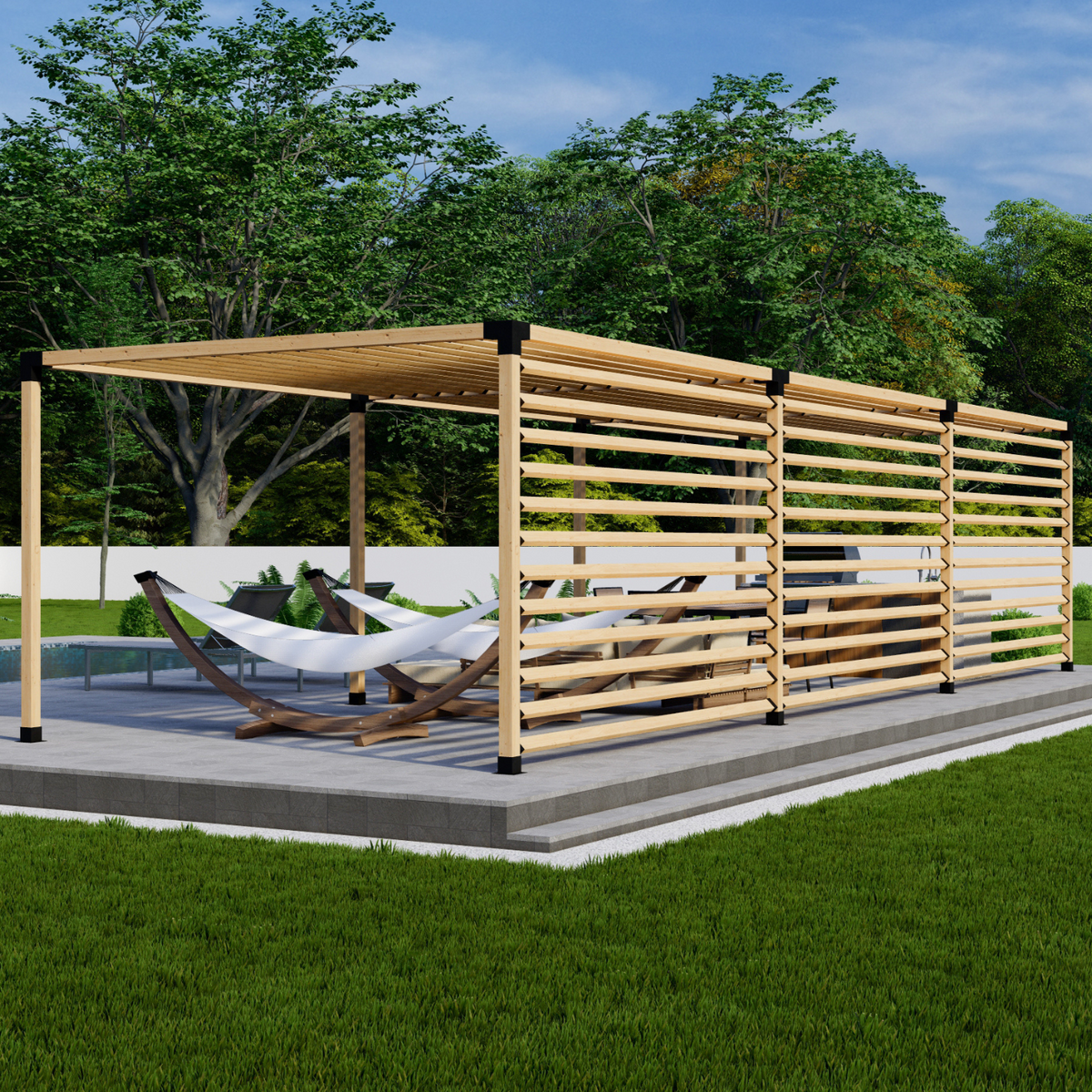 Hardware Kit for an Outdoor Wooden Pergola
