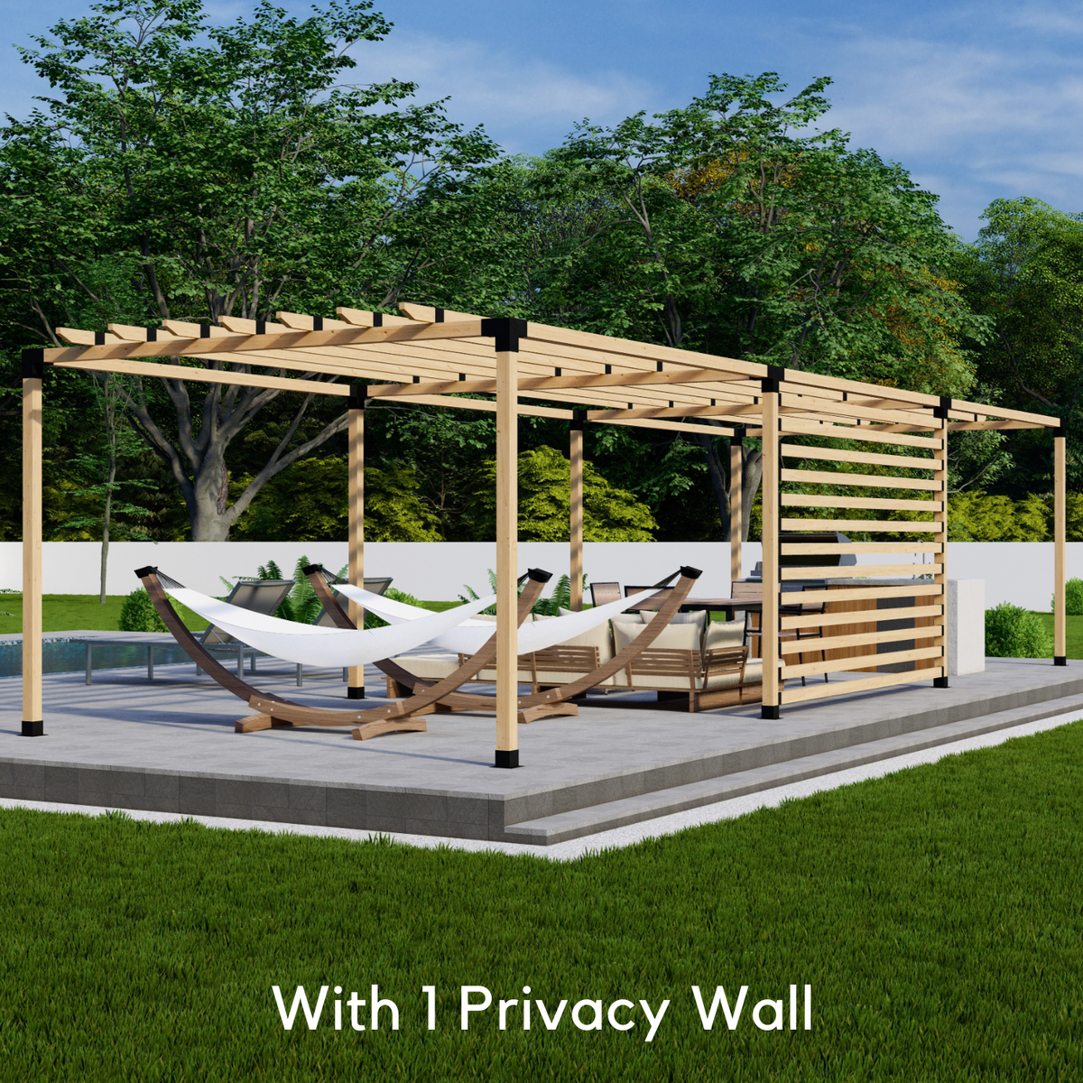 Bracket Kit for an Outdoor Wooden Pergola With Roof