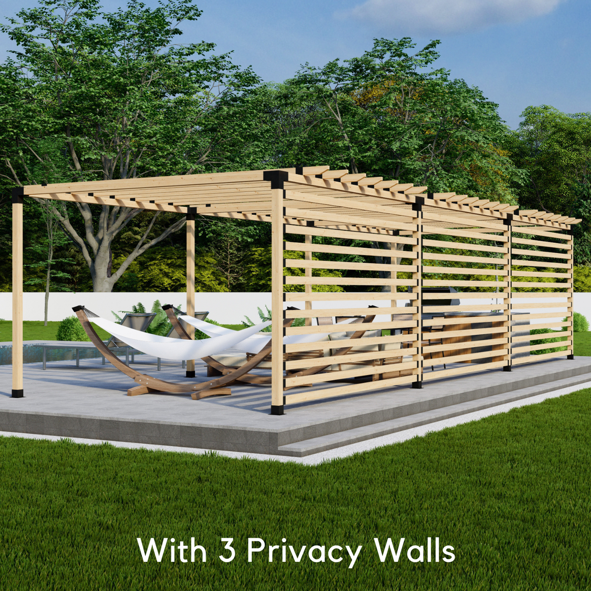 Kit for Building a Wood + Metal Pergola With Roof and Sides