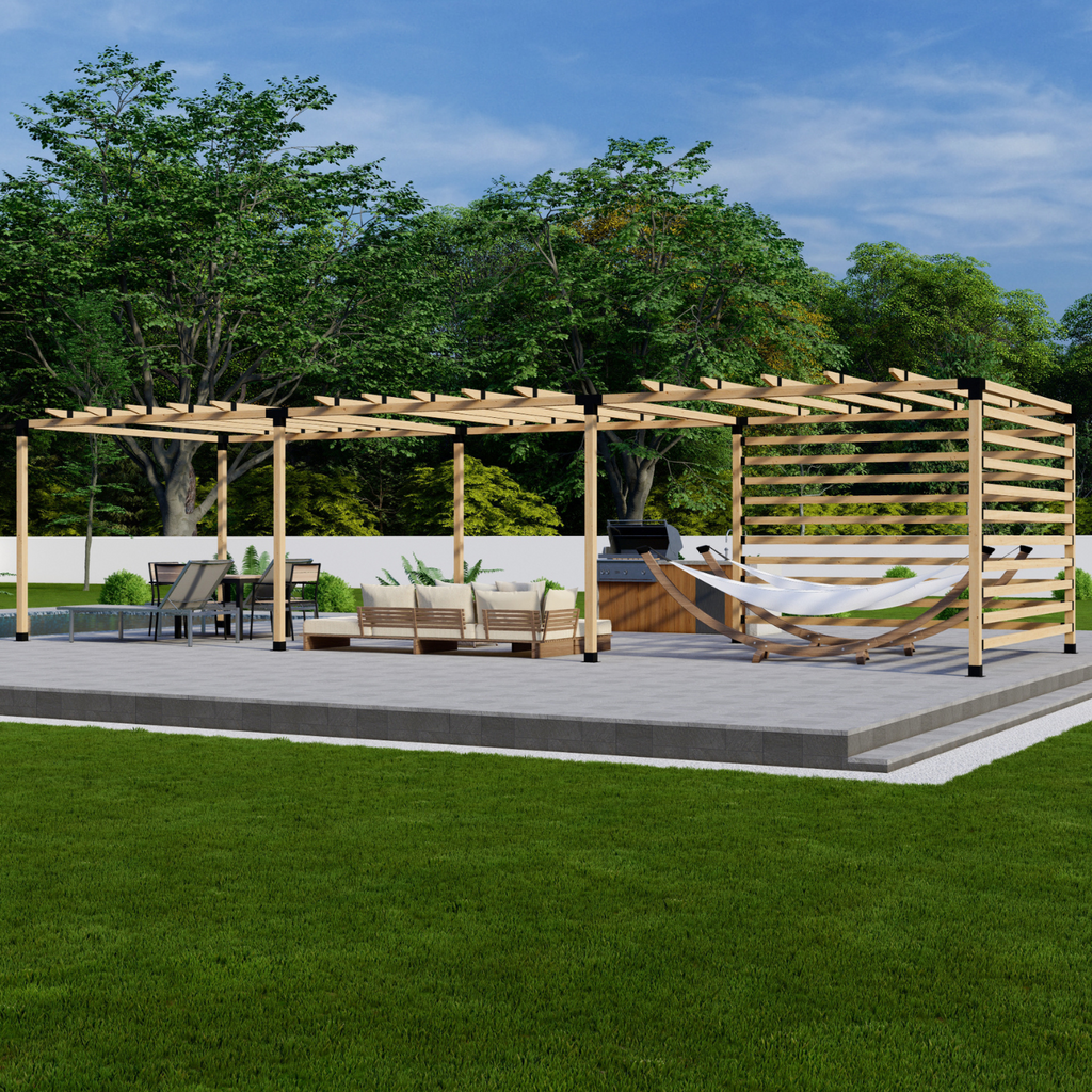 Kit for a Garden Pergola With Roof and Sides