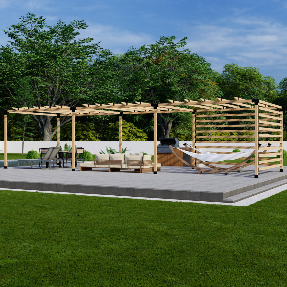 Kit for a Garden Pergola With Roof and Sides