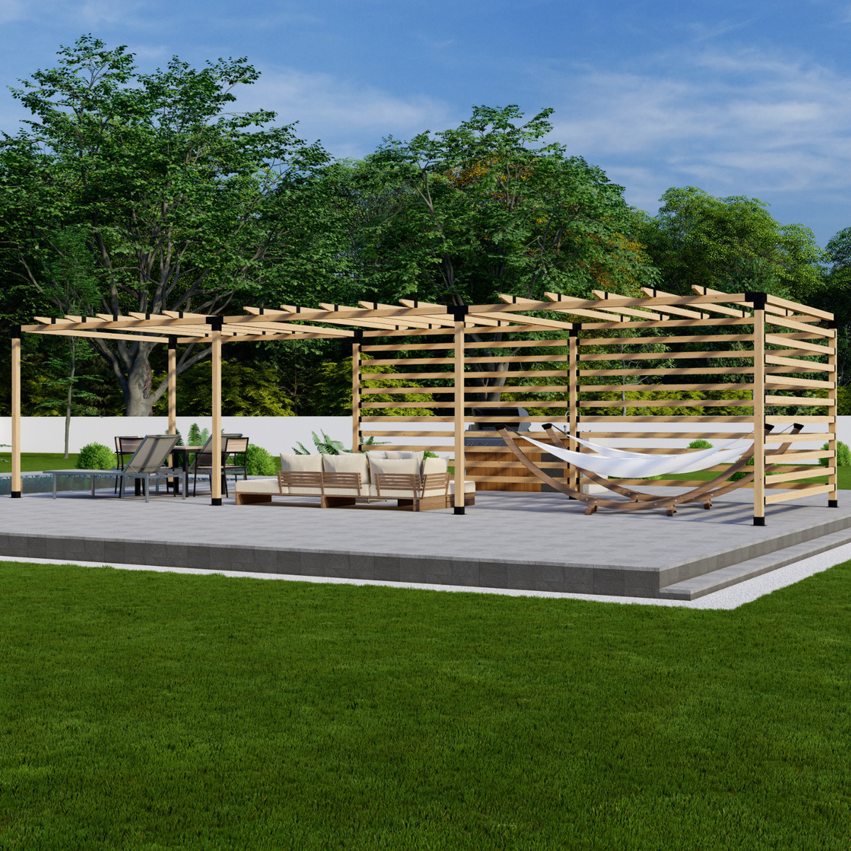 DIY Kit to Build a Pergola Over Pavers or Concrete