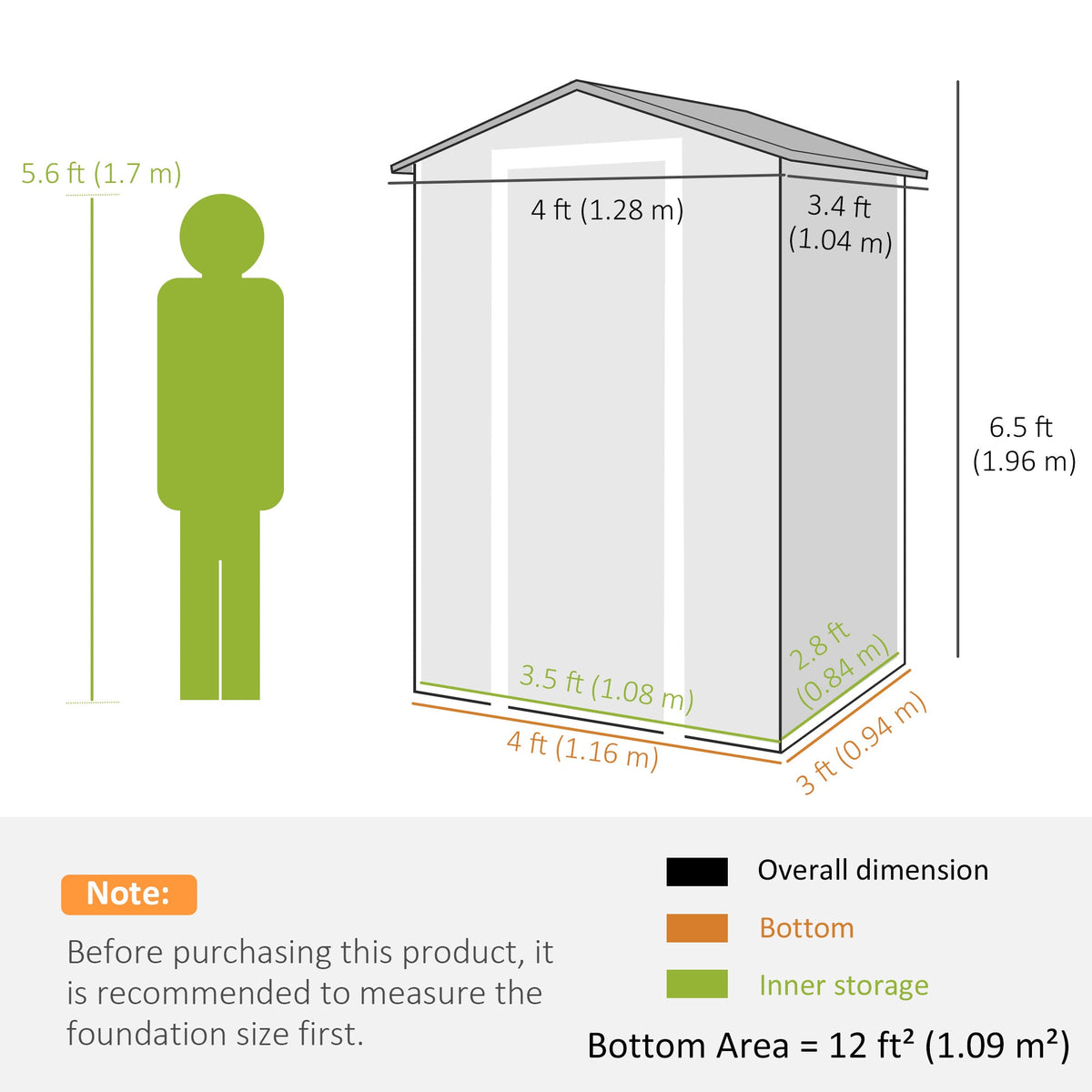 4' x 3' Plastic Garden Shed with Floor, Window and Vent, Dark Grey