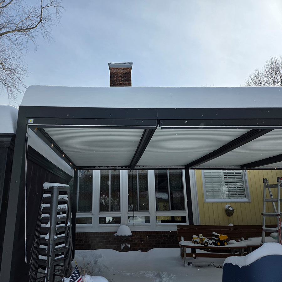 PURPLE LEAF Athena Louvered Pergola Modern Grey Pergola with White Roof for Deck Backyard Garden