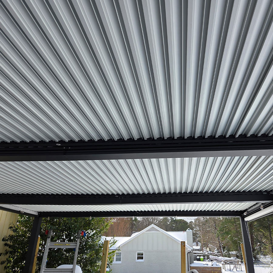 PURPLE LEAF Athena Louvered Pergola Modern Grey Pergola with White Roof for Deck Backyard Garden