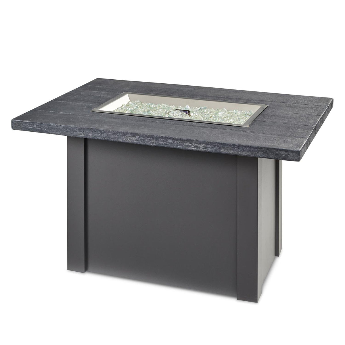 Havenwood Rectangular Gas Fire Pit Table with Stone Grey Top & Grey Steel Base w/ Glass Guard HVGG-1224-K/GG-1224