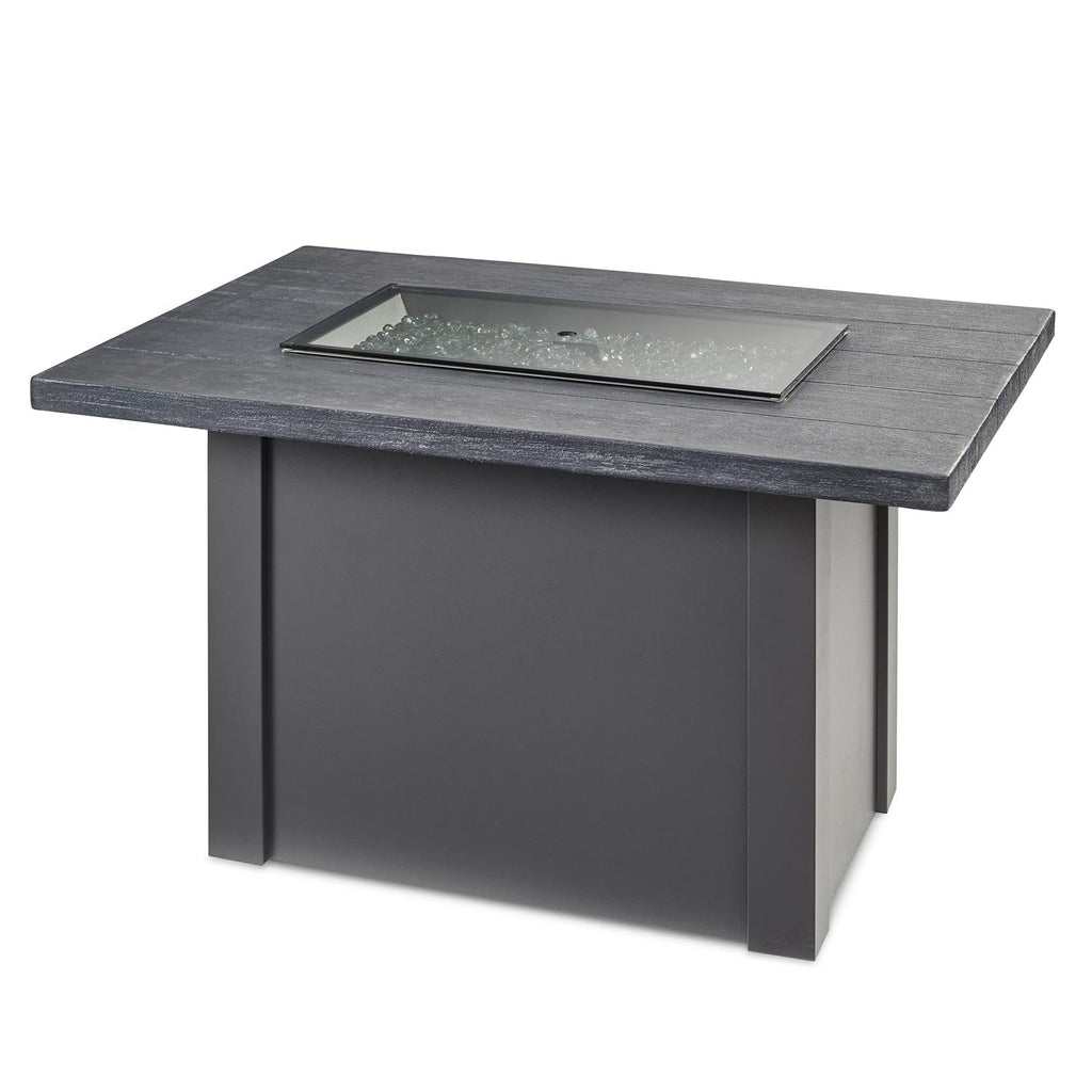 Havenwood Rectangular Gas Fire Pit Table with Stone Grey Top & Grey Steel Base w/ Glass Guard HVGG-1224-K/GG-1224