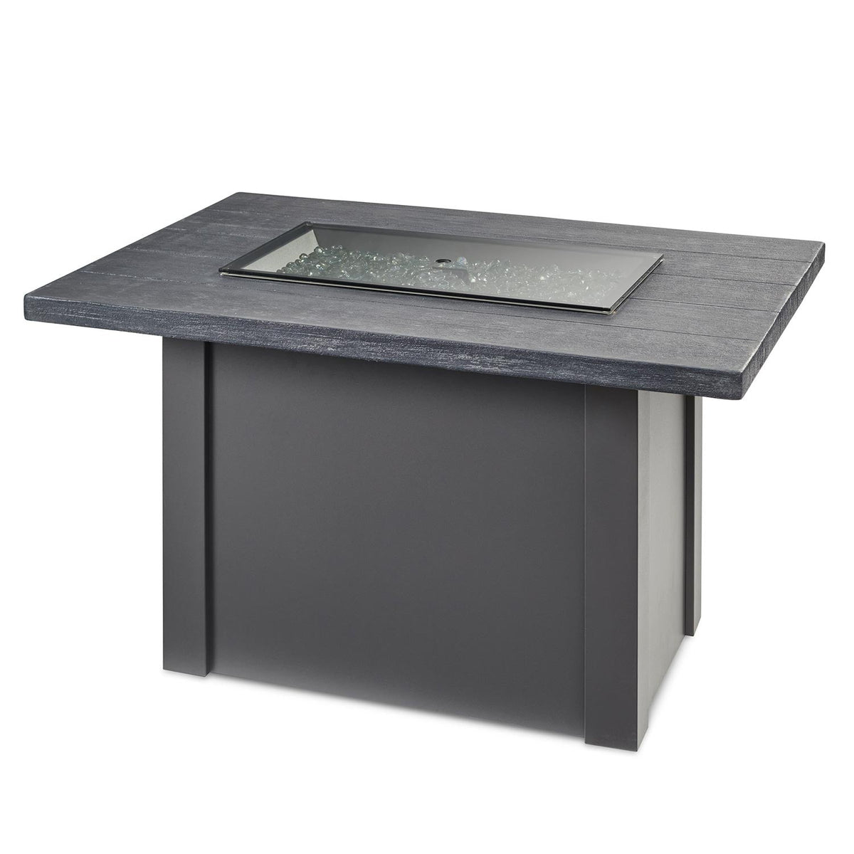 Havenwood Rectangular Gas Fire Pit Table with Stone Grey Top & Grey Steel Base w/ Glass Guard HVGG-1224-K/GG-1224