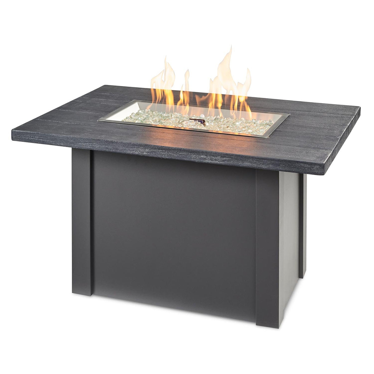 Havenwood Rectangular Gas Fire Pit Table with Stone Grey Top & Grey Steel Base w/ Glass Guard HVGG-1224-K/GG-1224