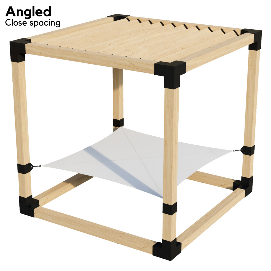 2-Person Pergola Hammock Kit with Angled Roof Slats (Kit for 6x6 Wood Posts)