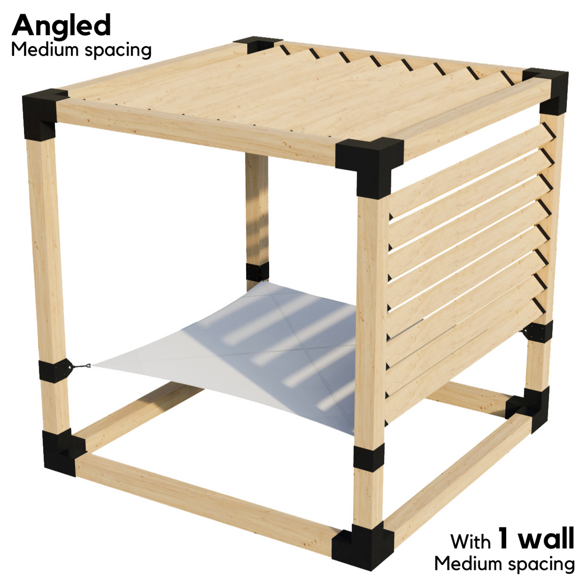 2-Person Pergola Hammock Kit with Angled Roof Slats (Kit for 6x6 Wood Posts)