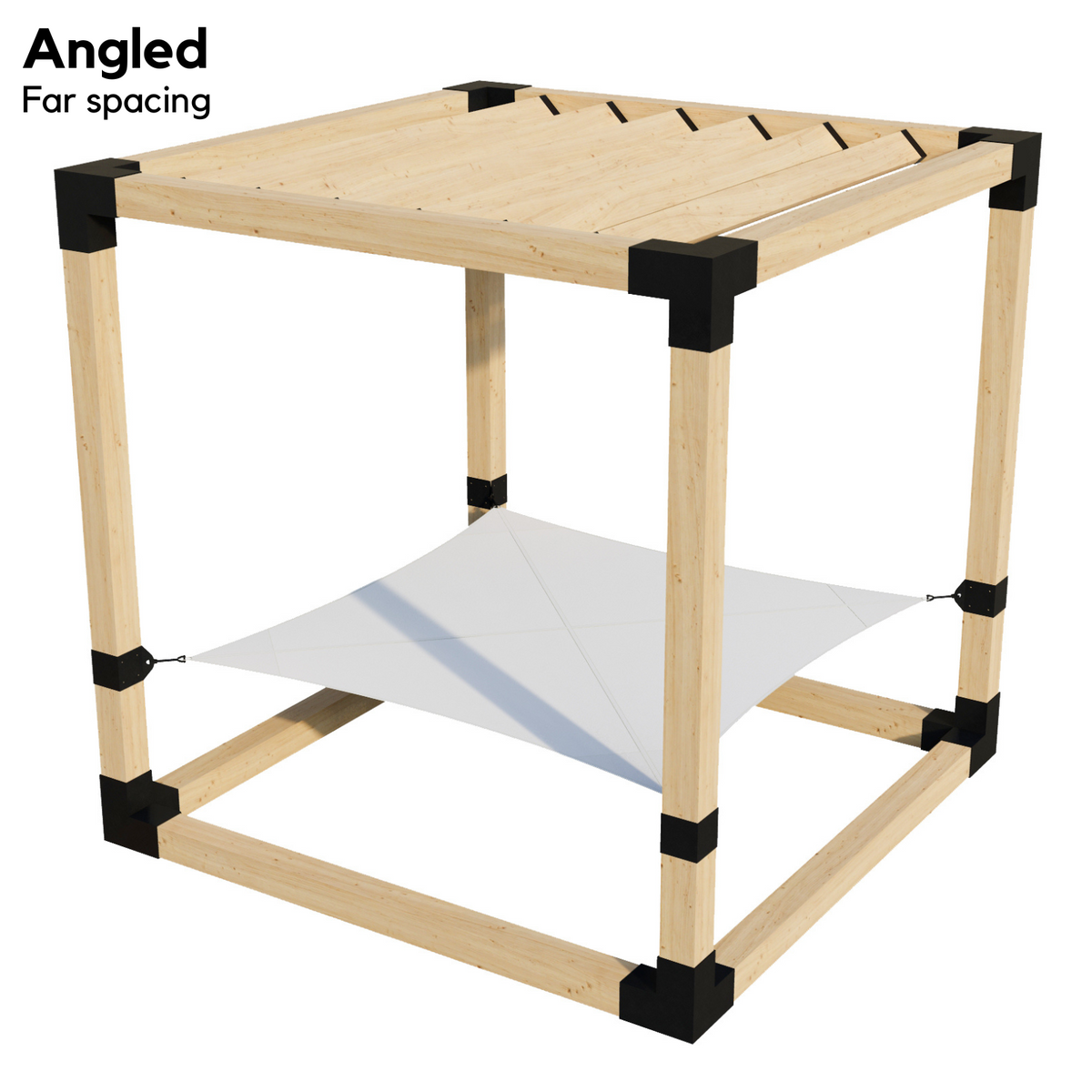 2-Person Pergola Hammock Kit with Angled Roof Slats (Kit for 6x6 Wood Posts)