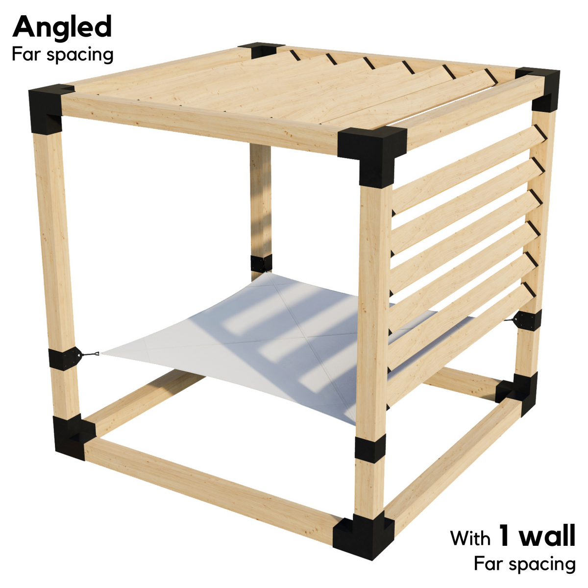 2-Person Pergola Hammock Kit with Angled Roof Slats (Kit for 6x6 Wood Posts)