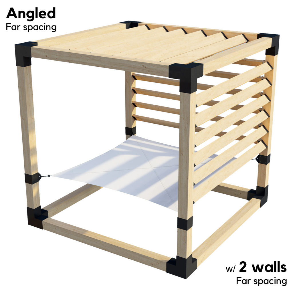 2-Person Pergola Hammock Kit with Angled Roof Slats (Kit for 6x6 Wood Posts)