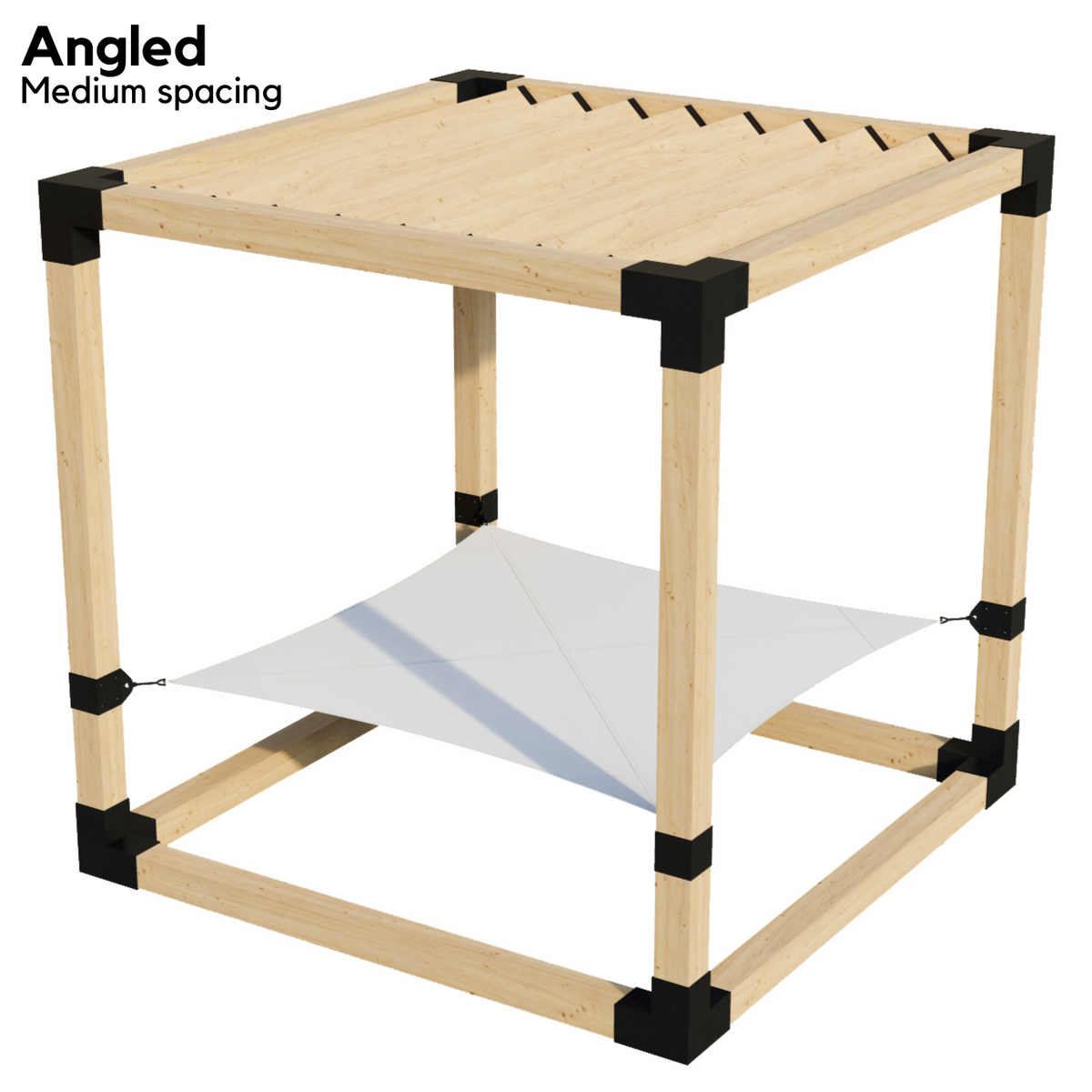 2-Person Pergola Hammock Kit with Angled Roof Slats (Kit for 6x6 Wood Posts)