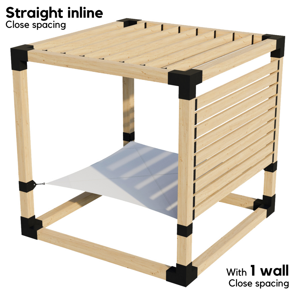 2-Person Pergola Hammock Kit with Inline Roof Rafters (for 6x6 Wood Posts)