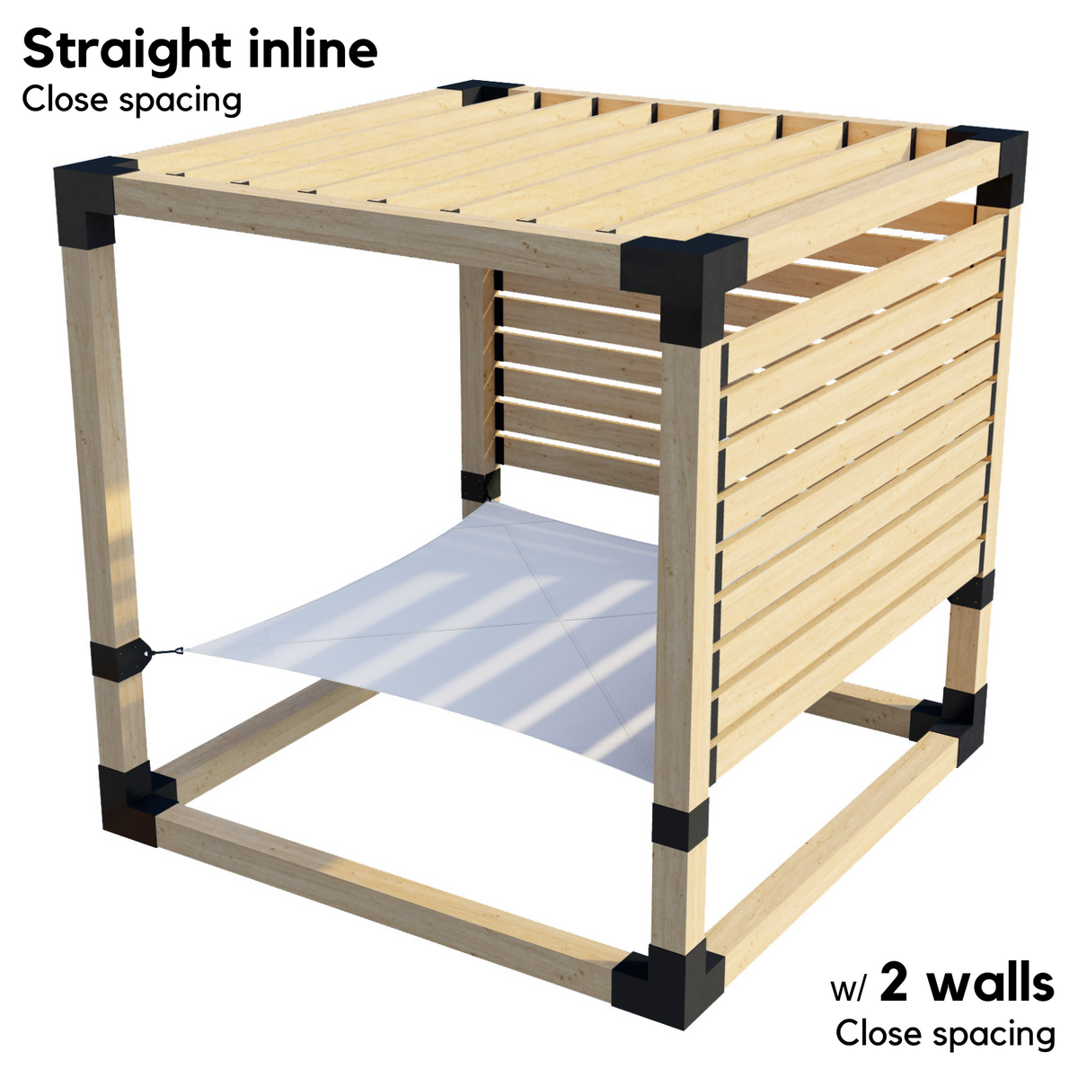 2-Person Pergola Hammock Kit with Inline Roof Rafters (for 6x6 Wood Posts)