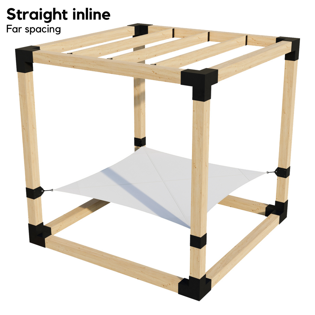 2-Person Pergola Hammock Kit with Inline Roof Rafters (for 6x6 Wood Posts)