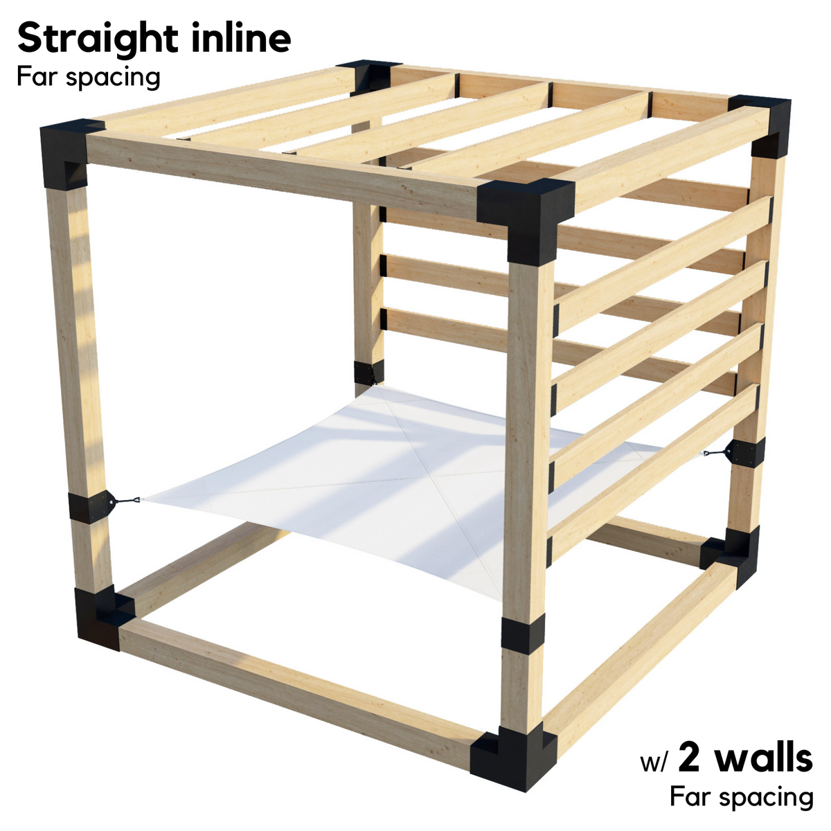 2-Person Pergola Hammock Kit with Inline Roof Rafters (for 6x6 Wood Posts)