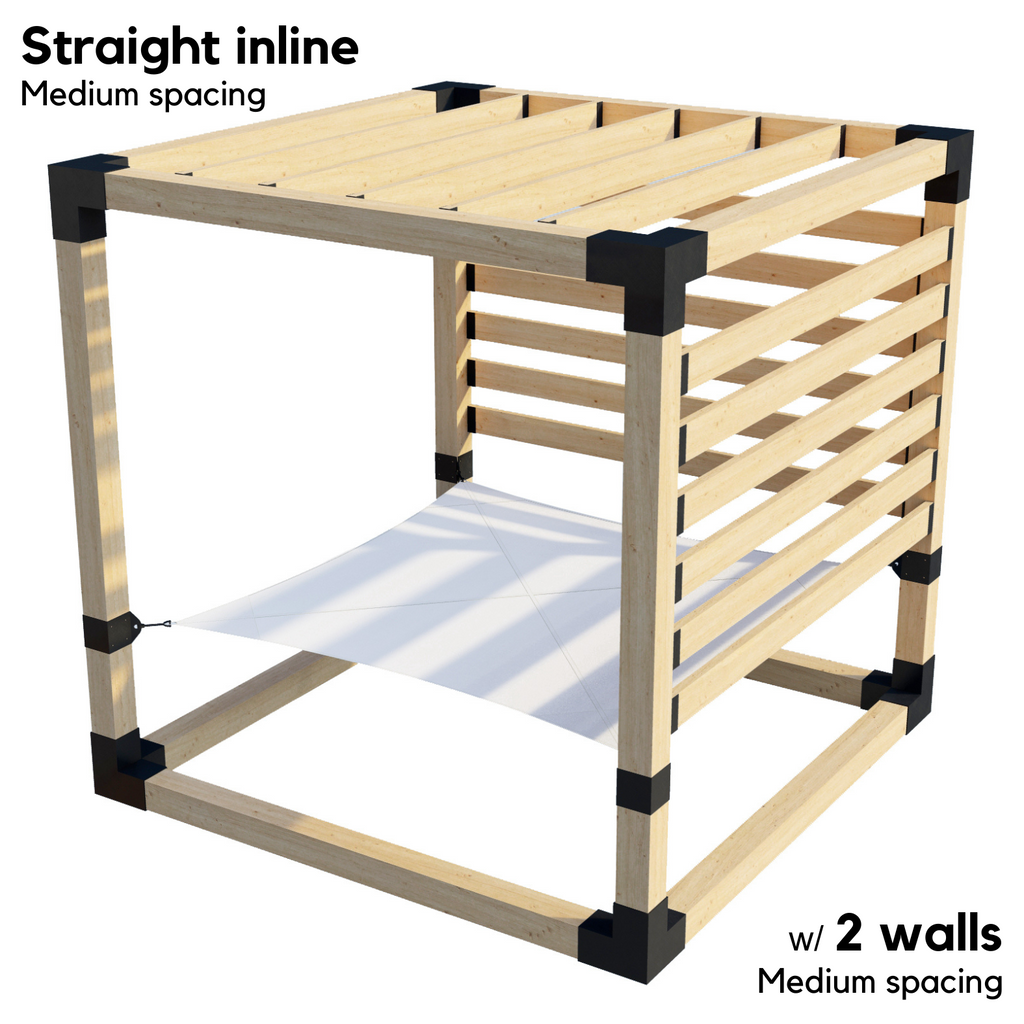 2-Person Pergola Hammock Kit with Inline Roof Rafters (for 6x6 Wood Posts)
