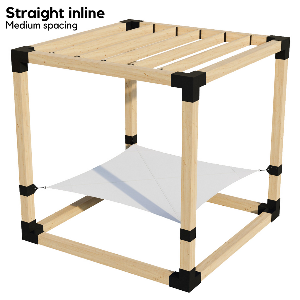 2-Person Pergola Hammock Kit with Inline Roof Rafters (for 6x6 Wood Posts)