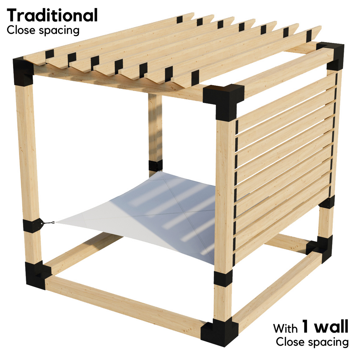 2-Person Pergola Hammock Kit with Traditional Rafters (for 6x6 Wood Posts)