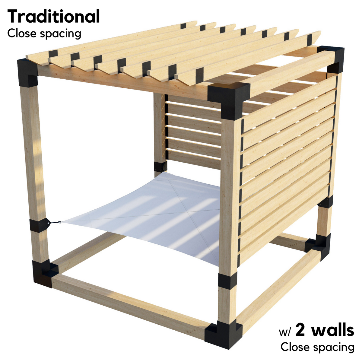 2-Person Pergola Hammock Kit with Traditional Rafters (for 6x6 Wood Posts)