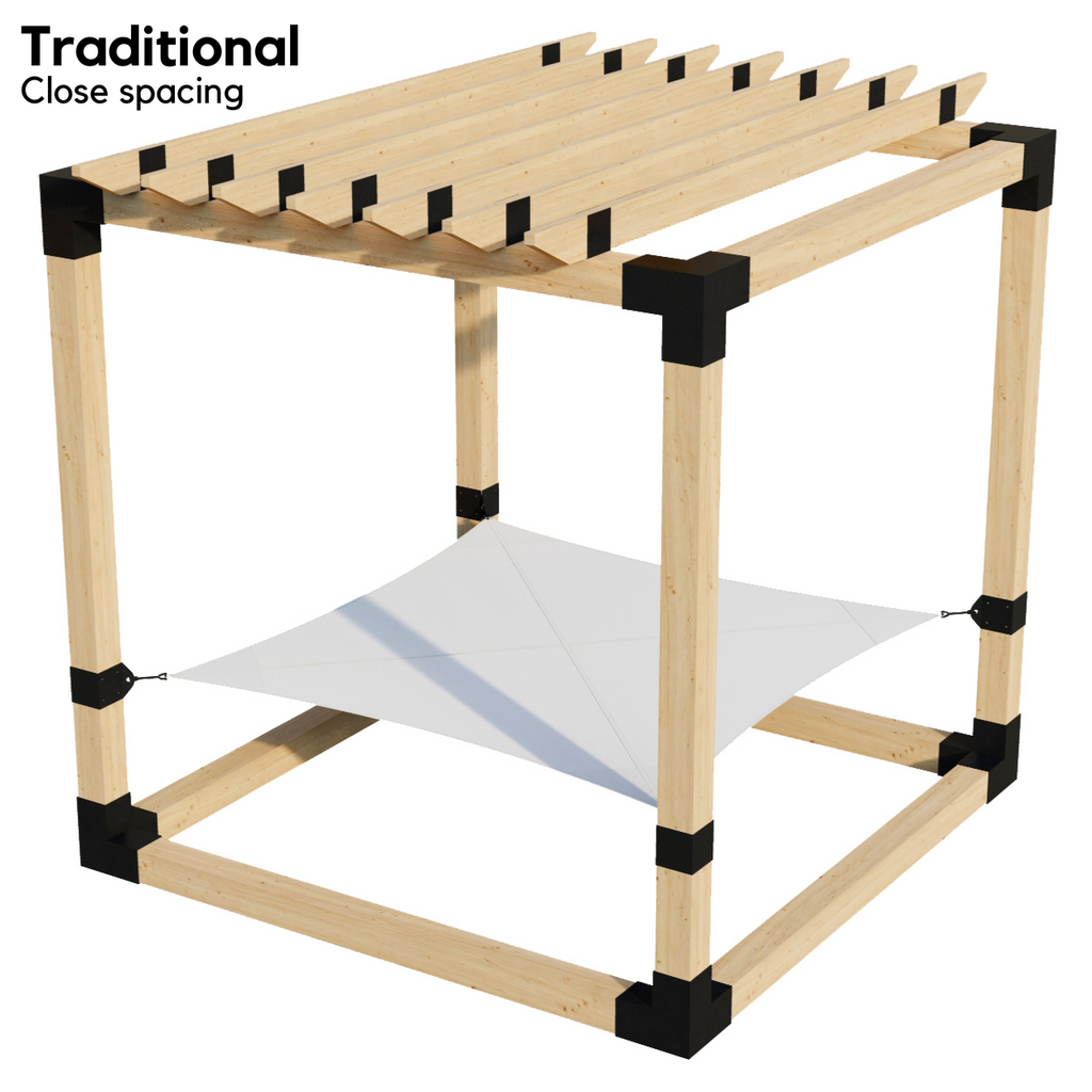 2-Person Pergola Hammock Kit with Traditional Rafters (for 6x6 Wood Posts)