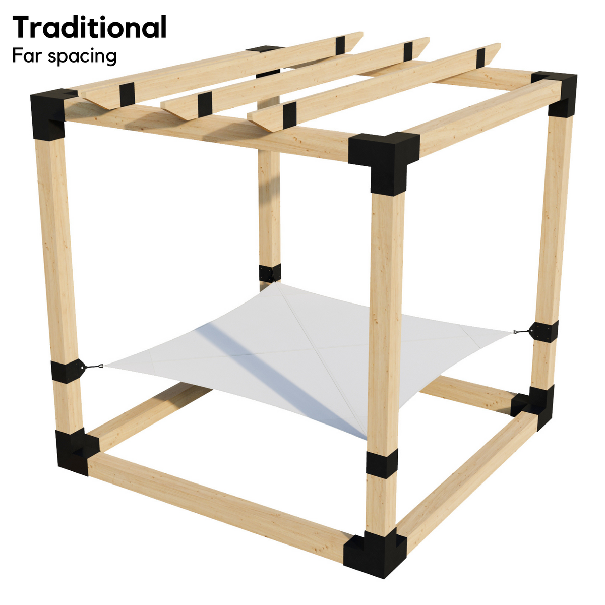 2-Person Pergola Hammock Kit with Traditional Rafters (for 6x6 Wood Posts)