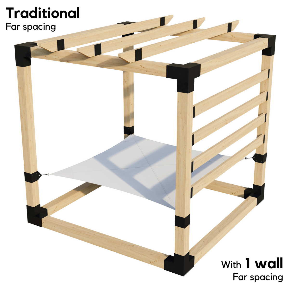 2-Person Pergola Hammock Kit with Traditional Rafters (for 6x6 Wood Posts)