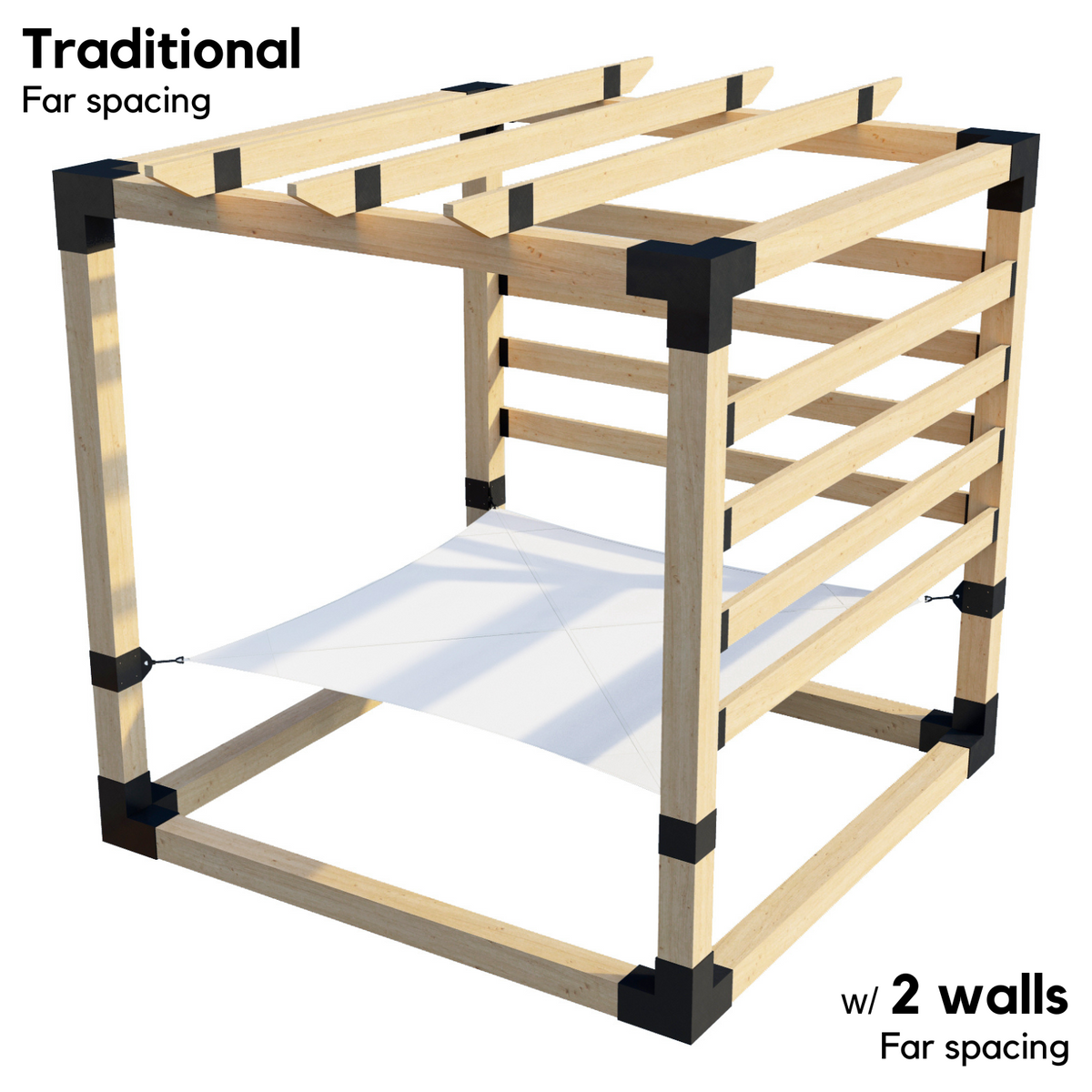 2-Person Pergola Hammock Kit with Traditional Rafters (for 6x6 Wood Posts)