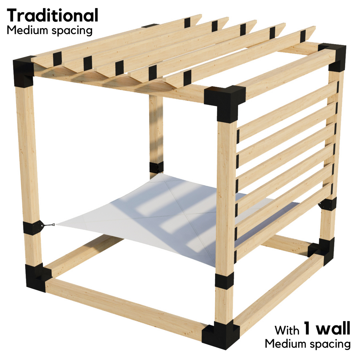 2-Person Pergola Hammock Kit with Traditional Rafters (for 6x6 Wood Posts)