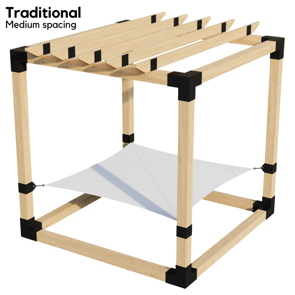 2-Person Pergola Hammock Kit with Traditional Rafters (for 6x6 Wood Posts)