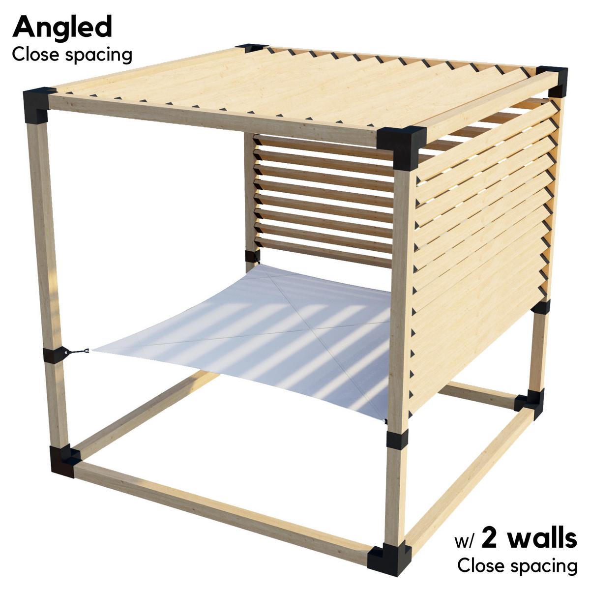 2-Person Pergola Hammock Kit with Angled Roof Slats (Kit for 4x4 Wood Posts)