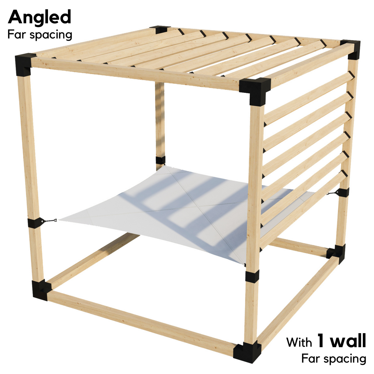 2-Person Pergola Hammock Kit with Angled Roof Slats (Kit for 4x4 Wood Posts)