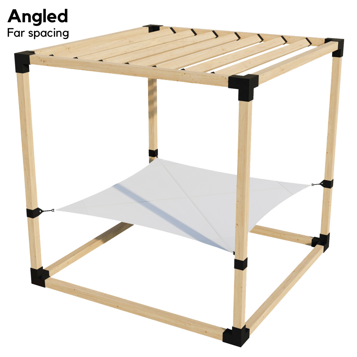 2-Person Pergola Hammock Kit with Angled Roof Slats (Kit for 4x4 Wood Posts)