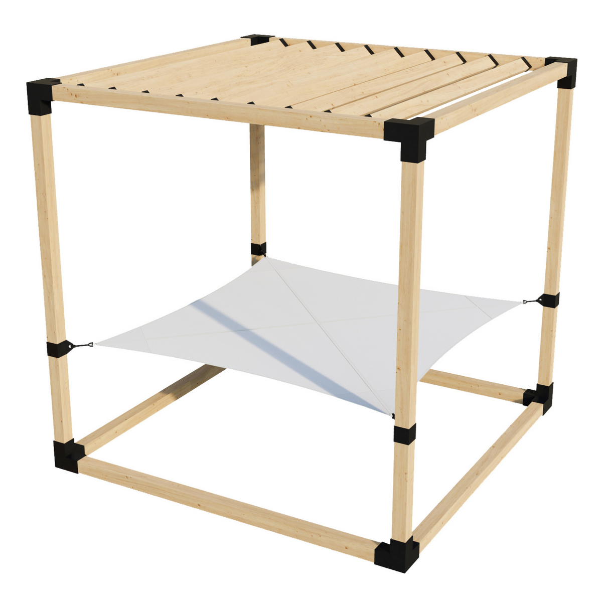 2-Person Pergola Hammock Kit with Angled Roof Slats (Kit for 4x4 Wood Posts)
