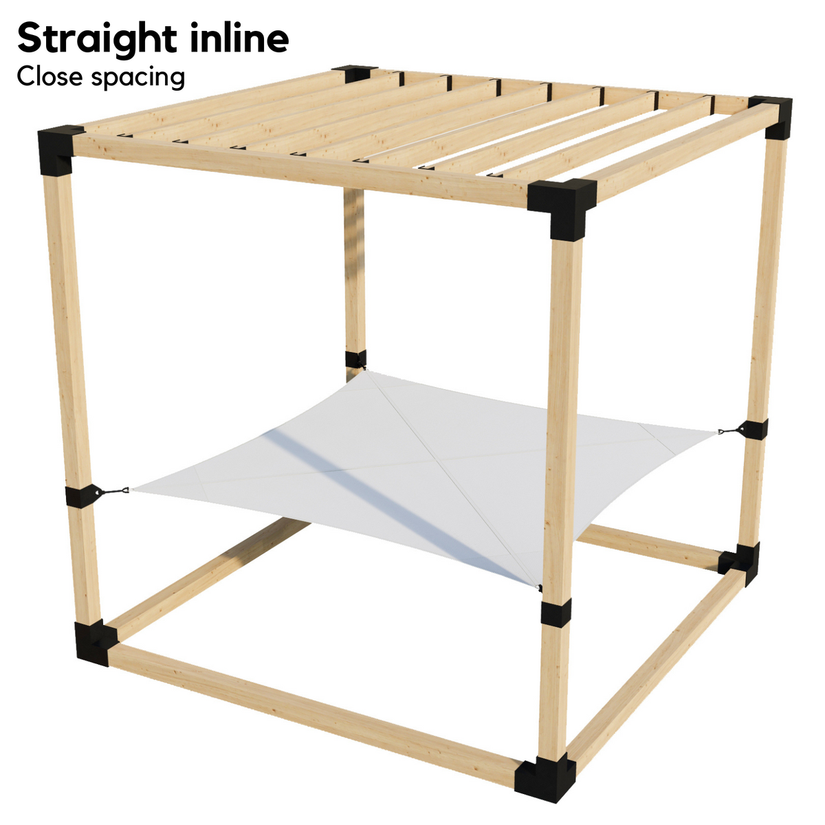 2-Person Pergola Hammock Kit with Inline Roof Rafters (for 4x4 Wood Posts)