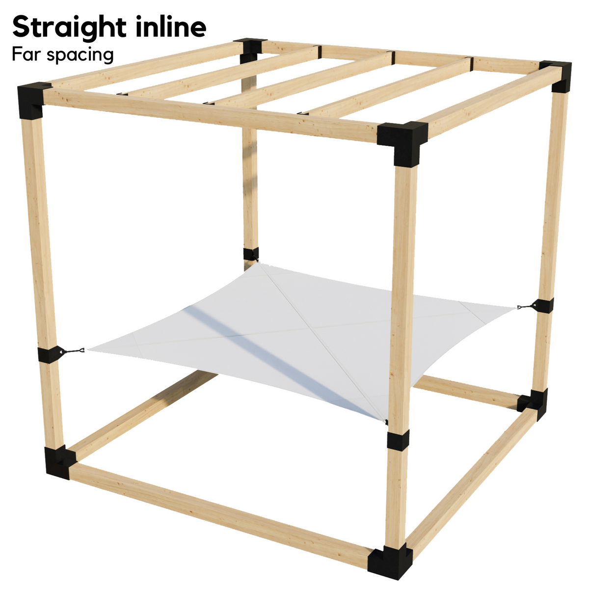 2-Person Pergola Hammock Kit with Inline Roof Rafters (for 4x4 Wood Posts)