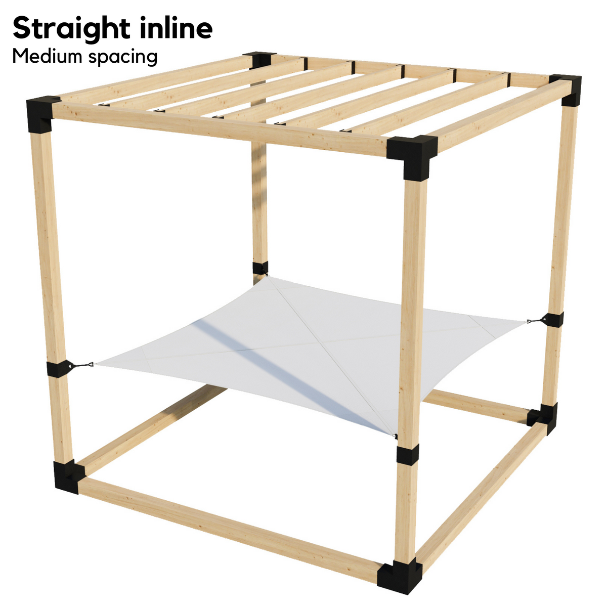 2-Person Pergola Hammock Kit with Inline Roof Rafters (for 4x4 Wood Posts)