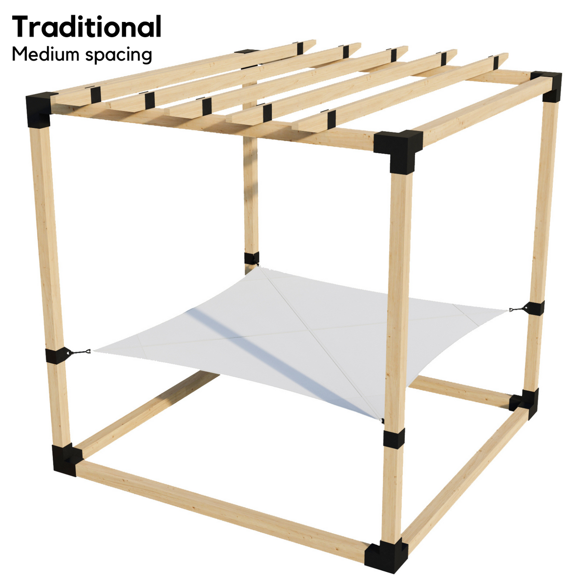 2-Person Pergola Hammock Kit with Traditional Rafters (for 4x4 Wood Posts)