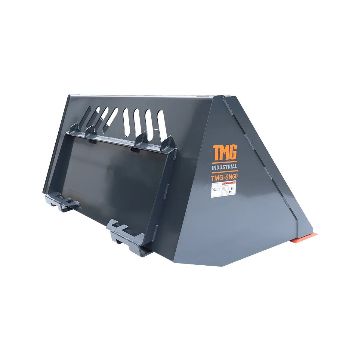 Heavy-Duty 60" Skid Steer Snow/Mulch Bucket, Bolt-On Cut Edge, 1500-lb Weight Capacity, Universal Quick Mount, TMG-SN60