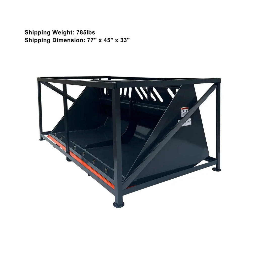 Heavy-Duty 72" Skid Steer Snow/Mulch Bucket, Bolt-On Cut Edge, 1500-lb Weight Capacity, Universal Quick Mount, TMG-SN72