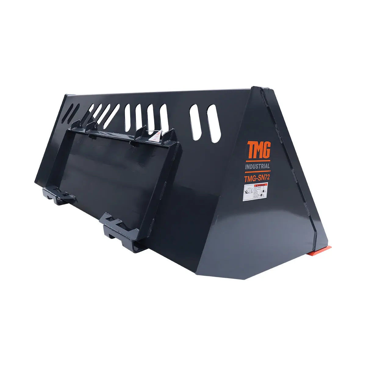 Heavy-Duty 72" Skid Steer Snow/Mulch Bucket, Bolt-On Cut Edge, 1500-lb Weight Capacity, Universal Quick Mount, TMG-SN72
