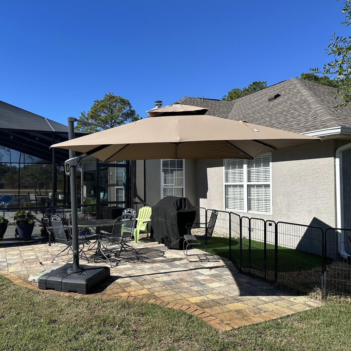 PURPLE LEAF Cantilever Patio Umbrella Gray Pole Outdoor Umbrella with UV Protection