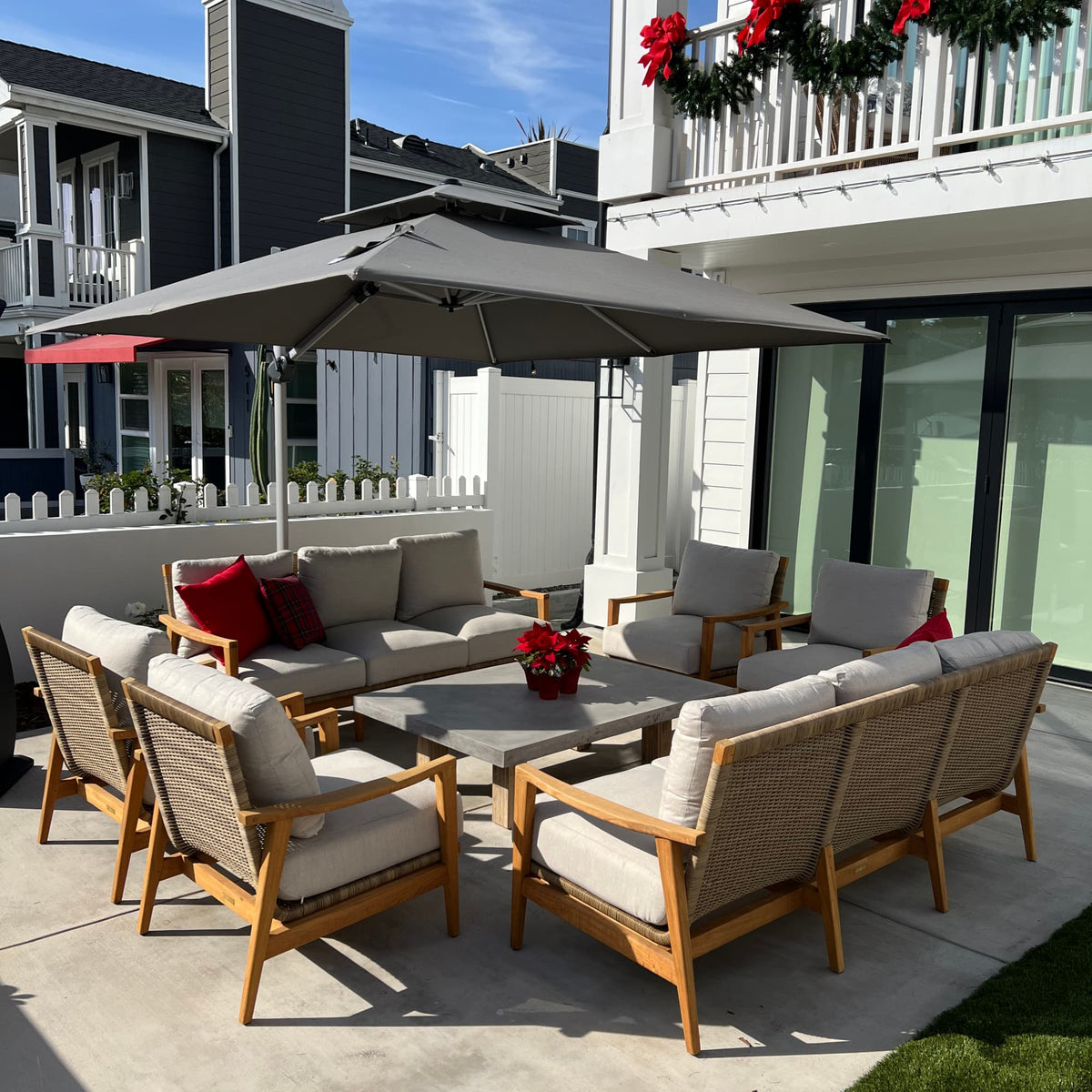 PURPLE LEAF – Parasol de terrasse Premium Classic SUNBRELLA déporté