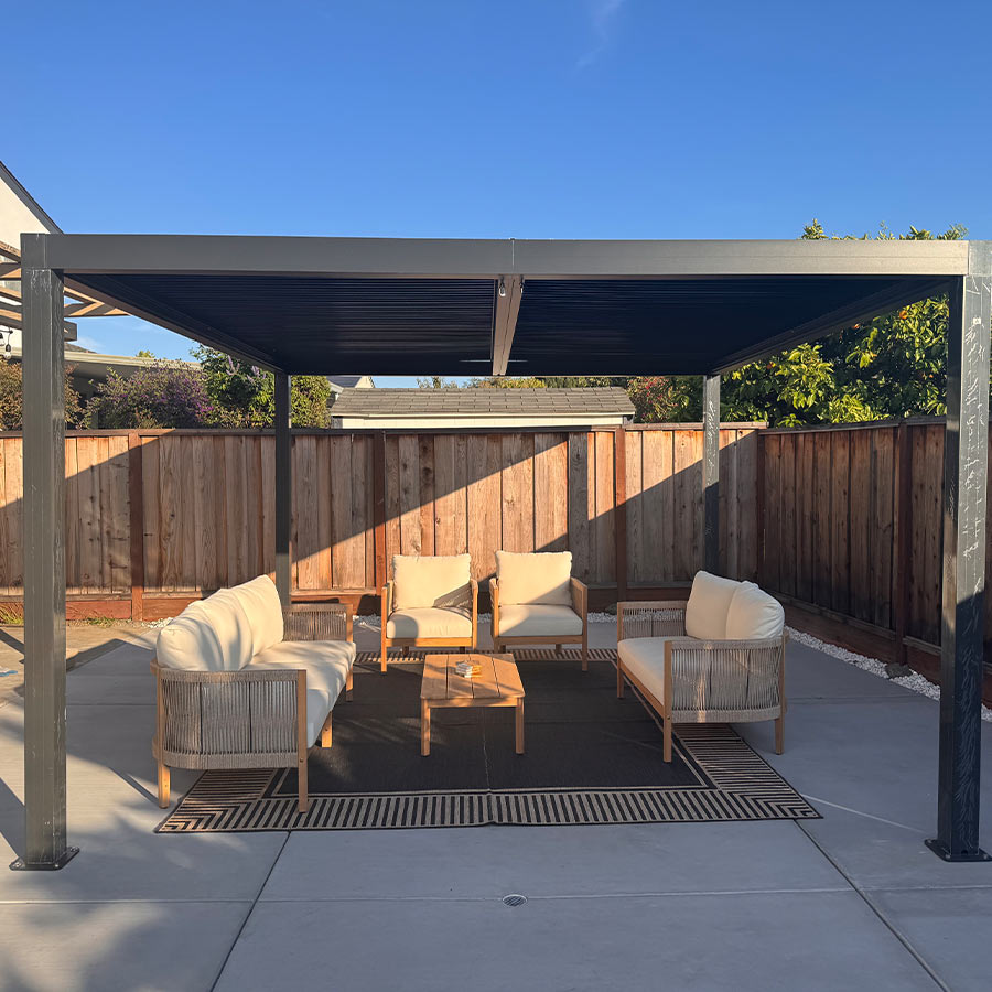 PURPLE LEAF Athena Louvered Pergola Outdoor Aluminum Pergola with Adjustable Roof for Deck Backyard Garden Hardtop Gazebo