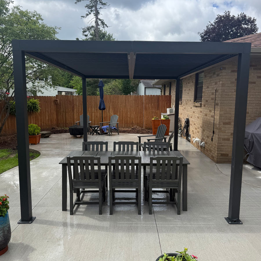 PURPLE LEAF Athena Louvered Pergola Outdoor Aluminum Pergola with Adjustable Roof for Deck Backyard Garden Hardtop Gazebo