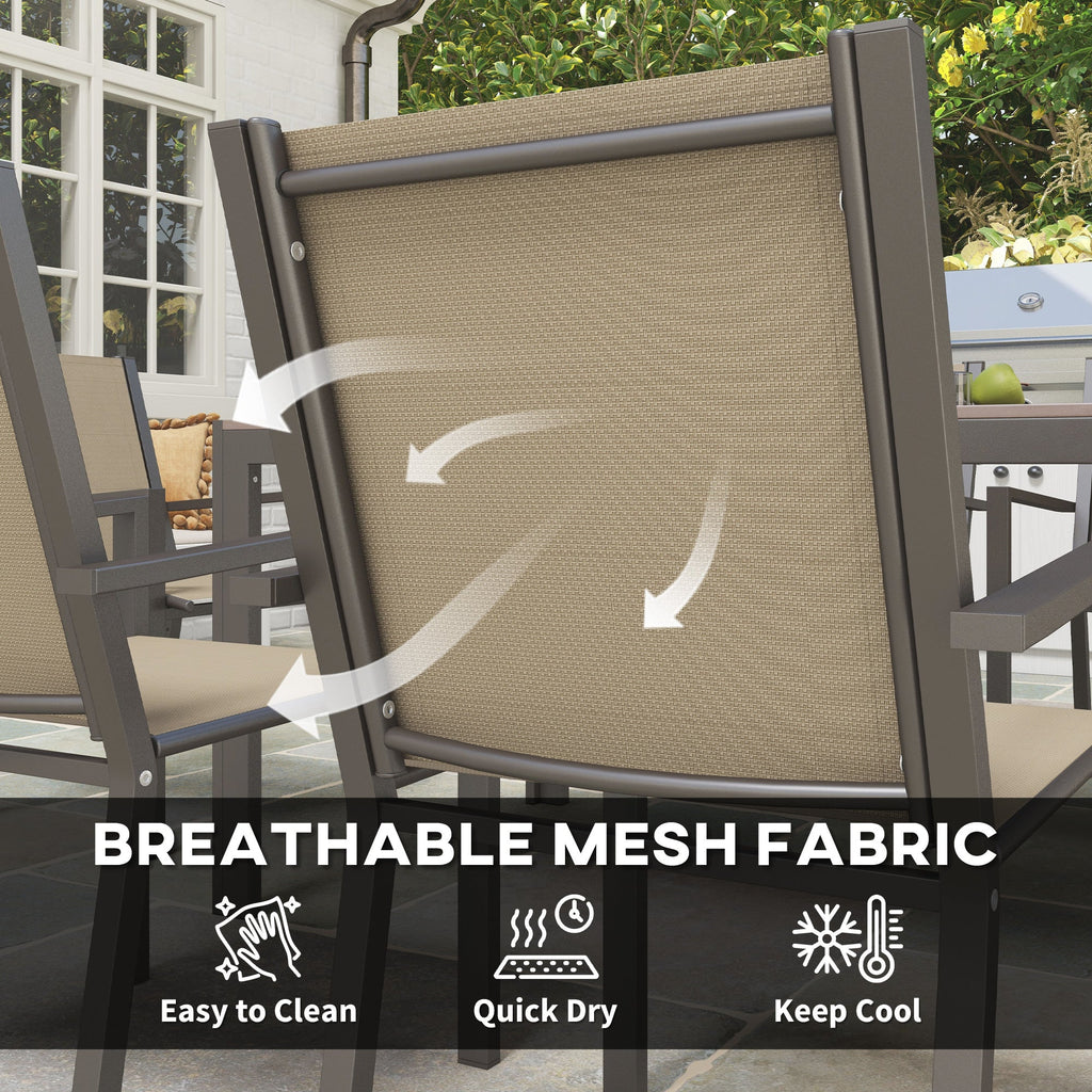 7pc Patio Dining Set with WPC Table and 6 Stackable Chairs, Khaki
