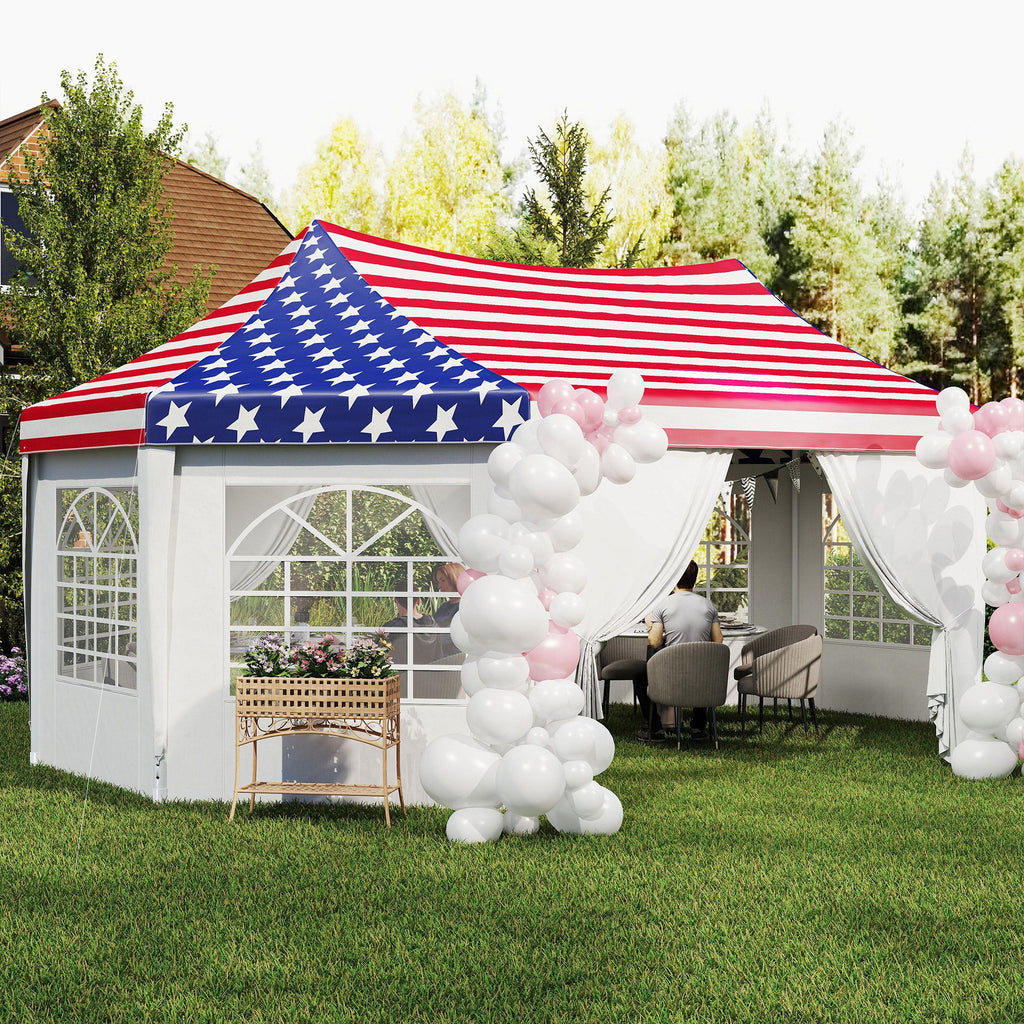 22.3' x 16.4' Party Tent with Sidewalls, American Flag